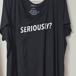 Torrid Black Graphic Tee with 'Seriously?' Print